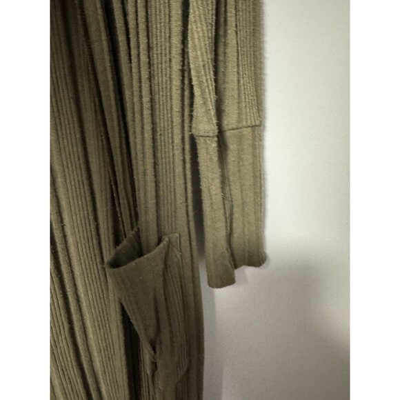 Peyton Jensen Jenny Cardigan Duster, Small, Green Olive , Ribbed Knit - Picture 3 of 4